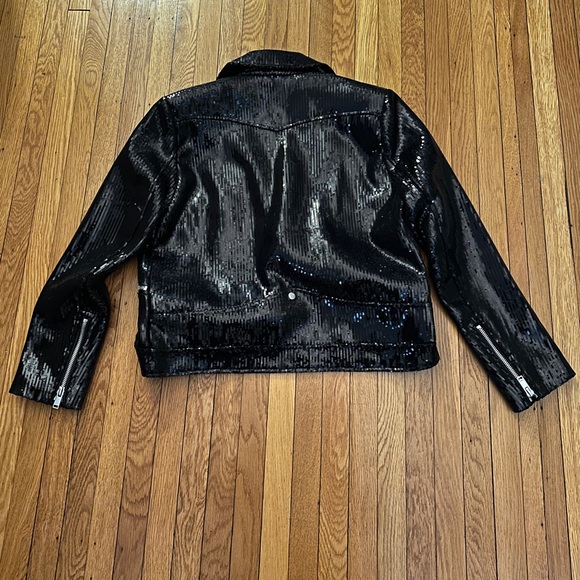 Black Sequin Biker Jacket - Picture 3 of 4